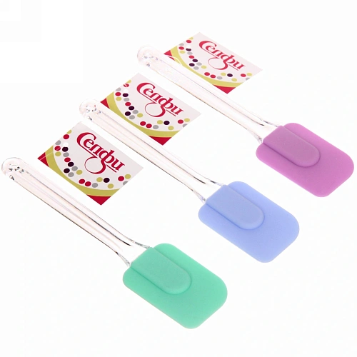 Лопатка силиконовая 18,54,5см Macarons прозрачная ручка_6