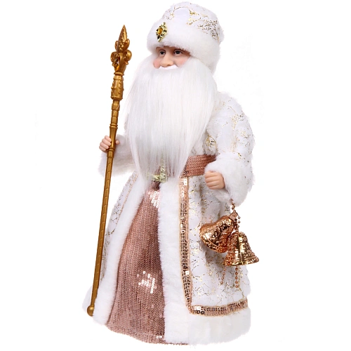 Дед Мороз музыкальный Зимний день в бежевой шубке 40 см_3