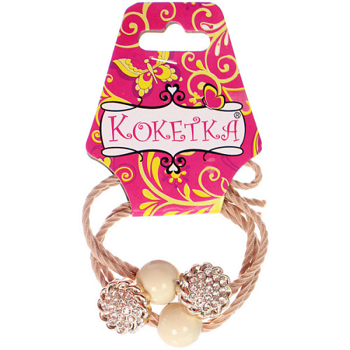 Резинки для волос 2шт ФАНТЕЭГРО, цветочек, цвет черный, молочный и коричневый, d-55см (Кокетка)_3