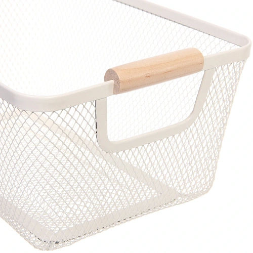 Корзина для хранения металлическая с деревянными ручками ФАРГО, цвет белый, 201330см (лейбл Селфи)_5