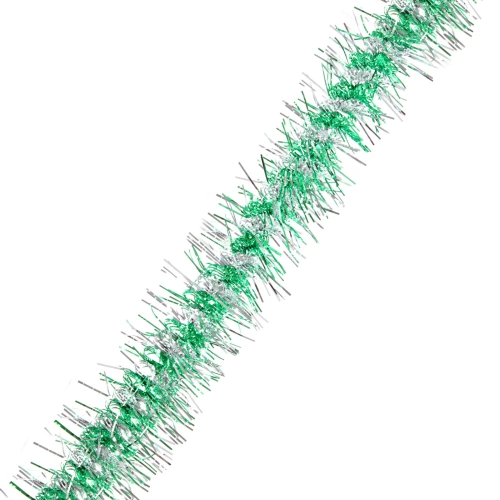 Мишура "Огонёк"  2 м 9 см, Серебро/Зеленый