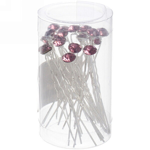 Шпильки для волос в тубе 20шт Hair Beauty, стразик, микс 4 цвета, d-08см_11