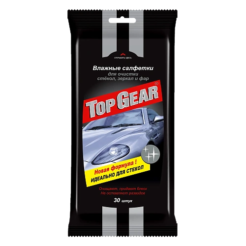 Салфетки влажные Top Gear для стекол, зеркал, фар 30шт