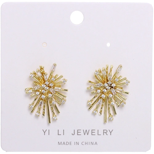 Серьги из гиппоалергенного металла со стразами ПАЛУМНА, элли, цвет золото и серебро, 2,41,9см_4