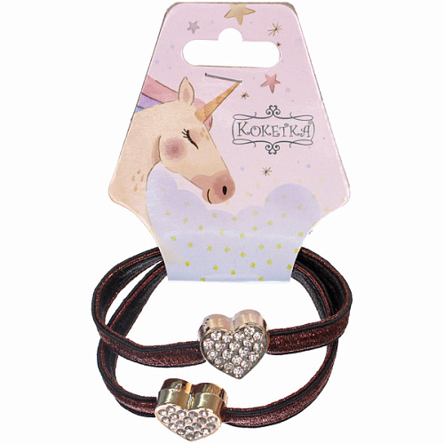 Резинки для волос 2шт МАЛЬТА, сердечки, микс 6 цветов, d-5,5см (подвес Единорог)_4