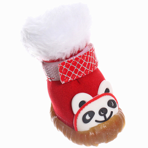 Ботинки зимние для животных МОДНЫЙ БРО, на липучке, цвет красный, размер 3, 5см_4