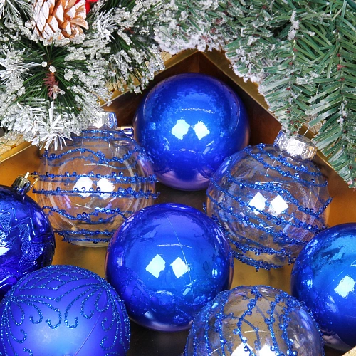 Новогодние шары Волшебство ночи 8 см (набор 12 шт), Синий_6