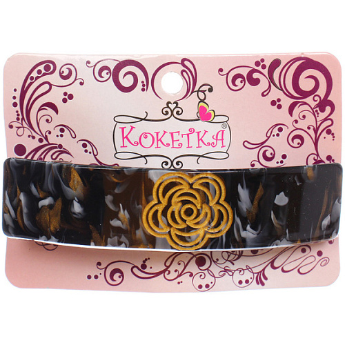 Заколка - автомат ЭКЛЕР, форма прямоугольная, розалия, микс 5 цветов, 112,8см (блистер Кокетка)_5